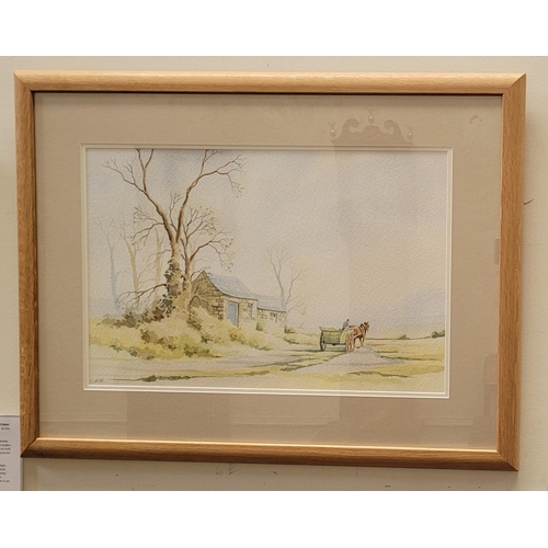 84 - NICK GRANT, (ENGLISH 20TH CENTURY), FARM SCENE, watercolour on paper, signed lower left, inscribed v... 