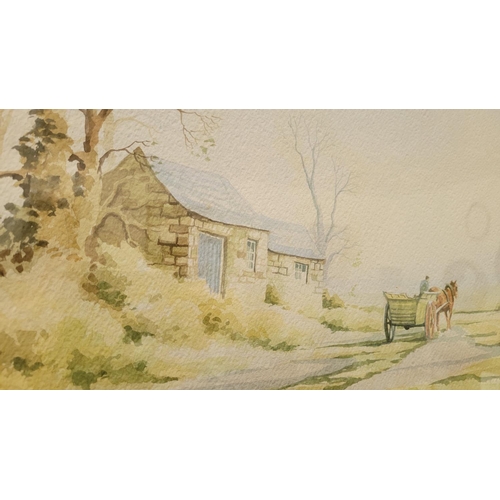 84 - NICK GRANT, (ENGLISH 20TH CENTURY), FARM SCENE, watercolour on paper, signed lower left, inscribed v... 