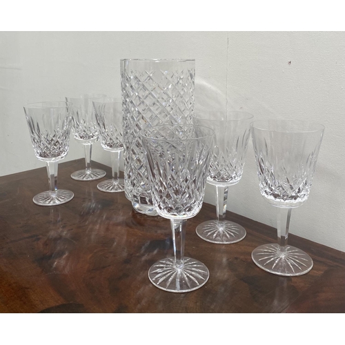 87 - A WATERFOD CRYSTAL LOT TO INCLUDE (i) a set of six elegant Glendevon cut glass wine glasses, acid ma... 