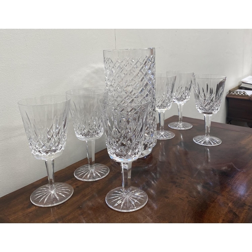 87 - A WATERFOD CRYSTAL LOT TO INCLUDE (i) a set of six elegant Glendevon cut glass wine glasses, acid ma... 