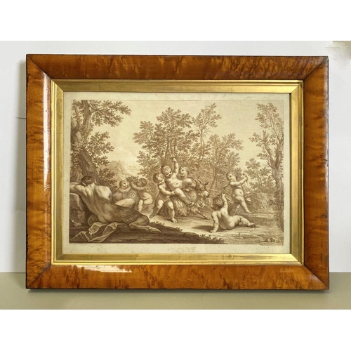 102 - AN ORIGINAL 19TH CENTURY ENGRAVING, “BACCHANAL OF PUTTI”, engraving on paper, after Marcantonio Fran... 