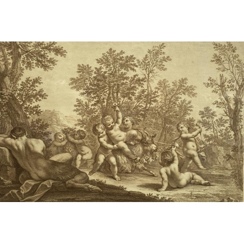 102 - AN ORIGINAL 19TH CENTURY ENGRAVING, “BACCHANAL OF PUTTI”, engraving on paper, after Marcantonio Fran... 