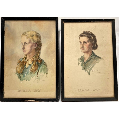 109 - JULIET PANNETT, NÉE SOMERS (1911 – 2005) A PAIR OF PORTRAITS, (i) ‘Patricia Gray’, watercolour over ... 