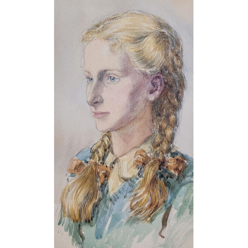 109 - JULIET PANNETT, NÉE SOMERS (1911 – 2005) A PAIR OF PORTRAITS, (i) ‘Patricia Gray’, watercolour over ... 