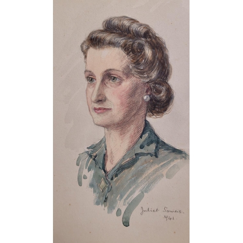 109 - JULIET PANNETT, NÉE SOMERS (1911 – 2005) A PAIR OF PORTRAITS, (i) ‘Patricia Gray’, watercolour over ... 