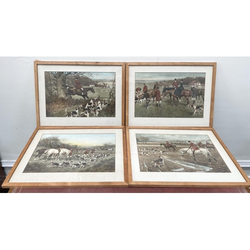 110 - LIONEL EDWARDS (British, 1878-1966), A SET OF HAND COLOURED PRINT ON PAPER, 5 PCS, FOX HUNTING SCENE... 