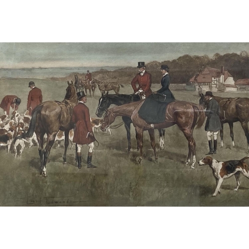 110 - LIONEL EDWARDS (British, 1878-1966), A SET OF HAND COLOURED PRINT ON PAPER, 5 PCS, FOX HUNTING SCENE... 