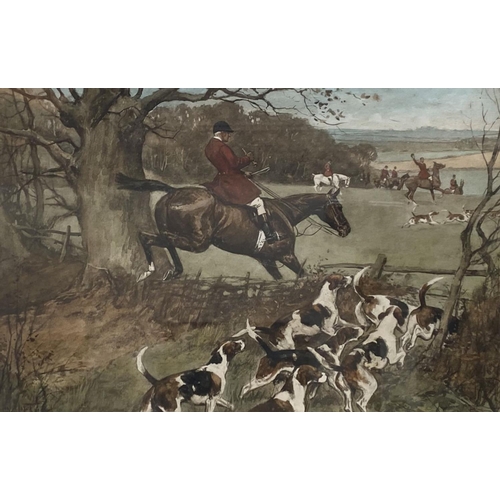 110 - LIONEL EDWARDS (British, 1878-1966), A SET OF HAND COLOURED PRINT ON PAPER, 5 PCS, FOX HUNTING SCENE... 