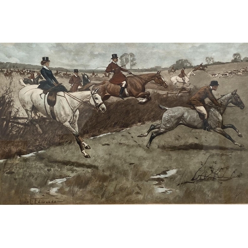 110 - LIONEL EDWARDS (British, 1878-1966), A SET OF HAND COLOURED PRINT ON PAPER, 5 PCS, FOX HUNTING SCENE... 