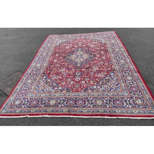 13 - A PERSIAN KASHAN RUG, material: hand spun wool with natural organic dyes; design: this rug features ... 