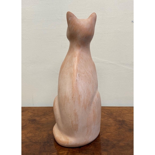 143 - A TERRECOTTA CAT GARDEN ORNAMENT, dimensions: 40cm high approx.