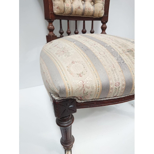 166 - A VICTORIAN MAHOGANY CHILDREN'S CHAIR seat embroidered and weaved with floral patterns, with back-se... 