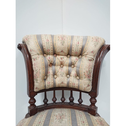 166 - A VICTORIAN MAHOGANY CHILDREN'S CHAIR seat embroidered and weaved with floral patterns, with back-se... 