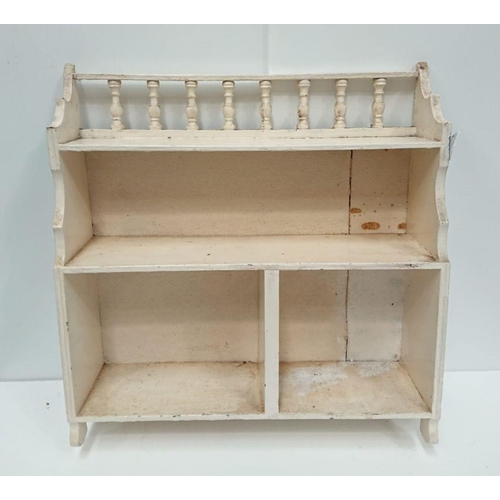 175 - RESTORATION PROJECTS: TWO SMALL WALL-MOUNTABLE SHELVES (i) a white painted shelf with irregular size... 