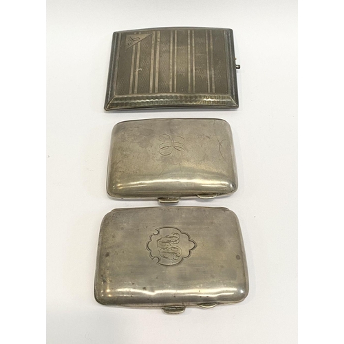 179 - A COLLECTION OF THREE SILVER CIGARETTE CASES TO INCLUDE (i) A silver cigarette case, engraved with e... 