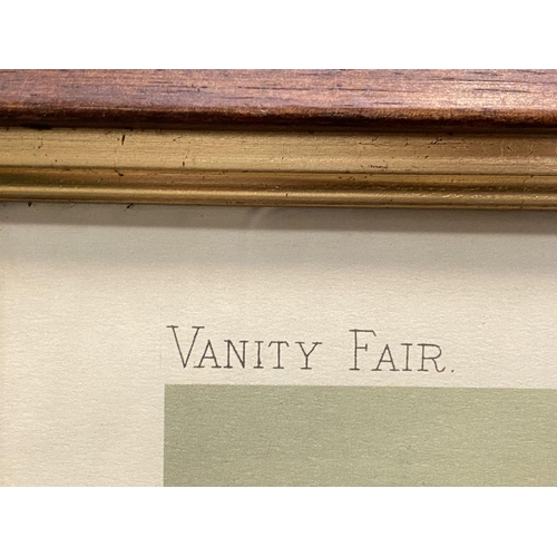 185 - A PAIR OF VANITY FAIR PRINTS, in fine hardwood frames, (i) ‘Thrice Champion’, coloured print, signed... 