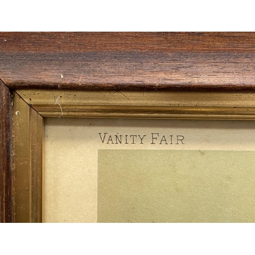 185 - A PAIR OF VANITY FAIR PRINTS, in fine hardwood frames, (i) ‘Thrice Champion’, coloured print, signed... 