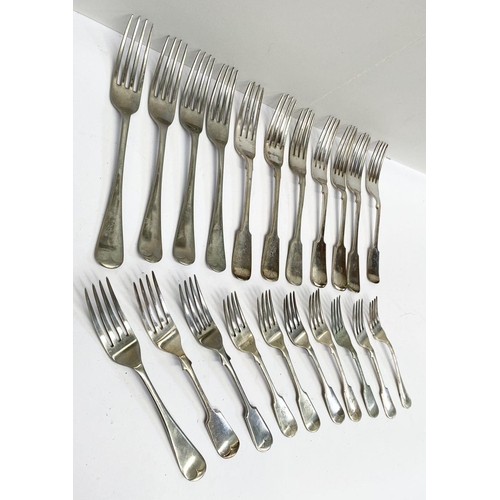 199 - A COLLECTION OF SILVER PLATED FORKS, as well as Stainless Steel, silver plated Makers include Dixon ... 