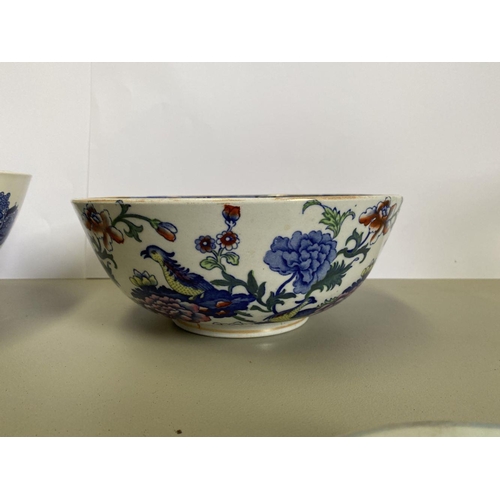 203 - A BURLEICH WARE BOWL, in the blue willow pattern, marked to base along with a Masons Ironstone bowl,... 