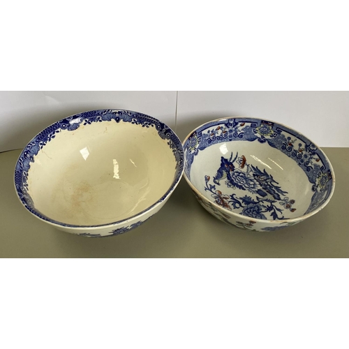 203 - A BURLEICH WARE BOWL, in the blue willow pattern, marked to base along with a Masons Ironstone bowl,... 