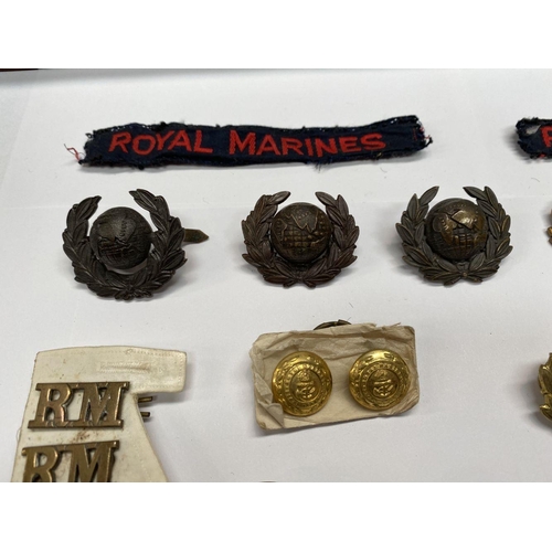 222 - A LARGE COLLECTION OF ROYAL MARINE BADGES AND BUTTONS TO INCLUDE (i) Royal Marines buttons, includin... 