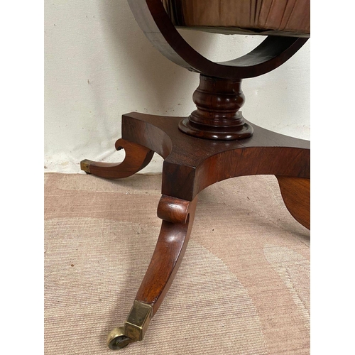 25 - A RECENCY ROSEWOOD DROP LEAF LAMP TABLE, on quatrefoil base on castors, dimensions: 42cm x 53cm x 69... 