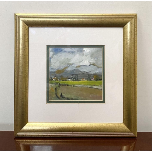 28 - TERRY DELANEY (Irish, 20th Century), “SMALL FARM LANDS”, oil on board, signed lower right, inscribed... 