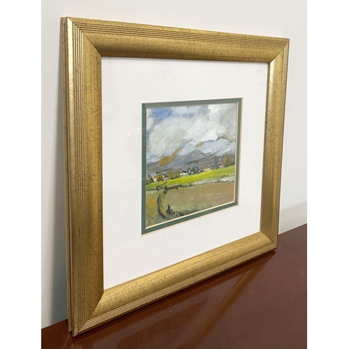 28 - TERRY DELANEY (Irish, 20th Century), “SMALL FARM LANDS”, oil on board, signed lower right, inscribed... 