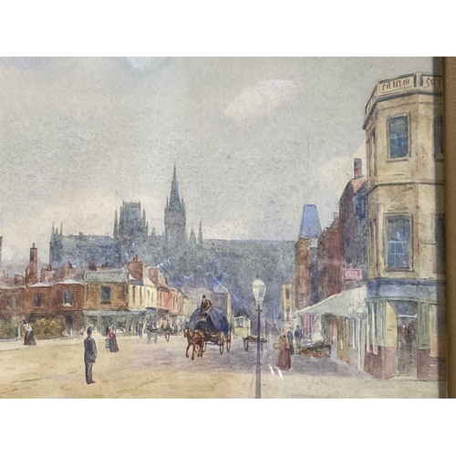 42 - DAVID SMALL (British, 1846-1927), “VIEW OF NORTH STREET ST. ANDREWS”, watercolour on paper, signed a... 