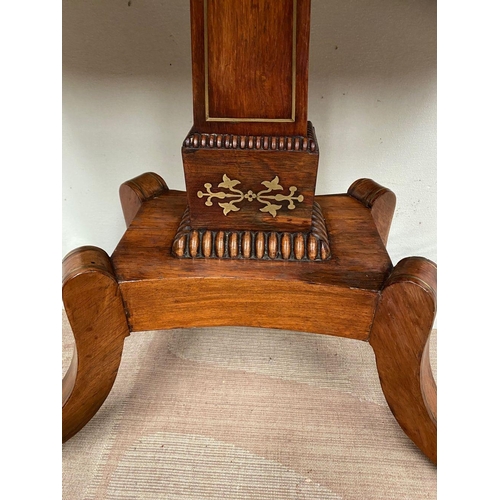 47 - A FANTASTIC REGENCY BRASS INLAID ROSEWOOD FOLD OVER CARD TABLE, the exceptional brass inlay really b... 