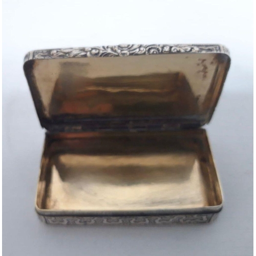 68 - A UNIQUE 19TH CENTURY FRENCH SILVER SNUFF BOX, with monogrammed cartouche to top surrounded by intri... 