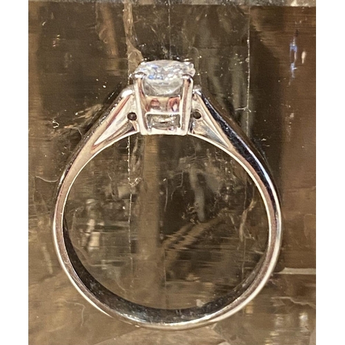 86 - AN ELEGANT 18CT WHITE GOLD DIAMOND SOLITAIRE RING, claw set, diamond weight .50cts, colour H, clarit... 