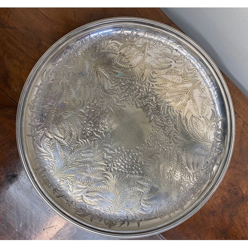 56 - A 19TH CENTURY SILVER PLATED SALVER, Maker James Dixon & Sons, Sheffield, c.1820, finely decorated w... 