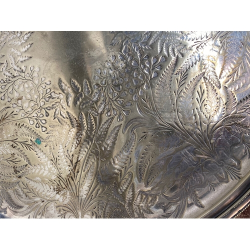 56 - A 19TH CENTURY SILVER PLATED SALVER, Maker James Dixon & Sons, Sheffield, c.1820, finely decorated w... 