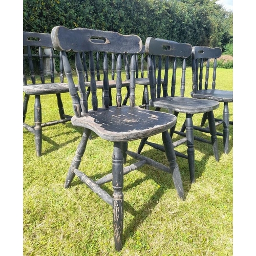 147 - A GOOD SET OF SIX OLD HARD-WOOD PUB / DINING CHAIRS, condition: structurally in very good condition,... 