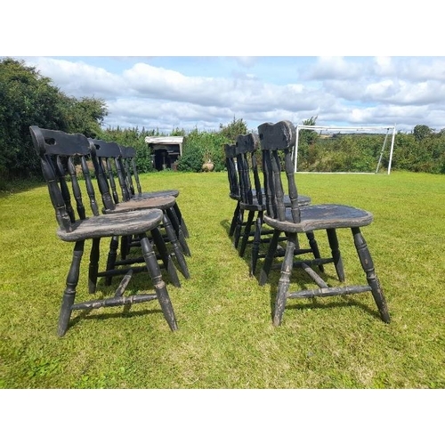 147 - A GOOD SET OF SIX OLD HARD-WOOD PUB / DINING CHAIRS, condition: structurally in very good condition,... 