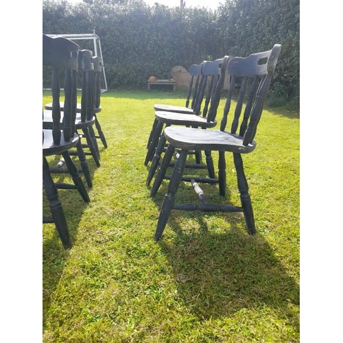 147 - A GOOD SET OF SIX OLD HARD-WOOD PUB / DINING CHAIRS, condition: structurally in very good condition,... 