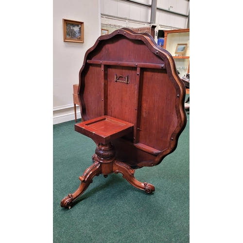 15 - A VERY GOOD QUALITY LATE 19TH CENTURY BURR WALNUT TIP UP DINING / BREAKFAST / CENTRE TABLE, with ser... 