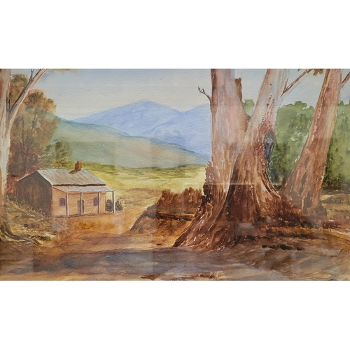 157 - G. Y. HUGHES, RURAL LANDSCAPE WITH FARMHOUSE, watercolour on paper, signed and dated lower right. 35... 