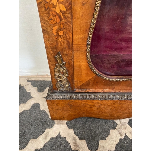 16 - A VERY FINE 19TH CENTURY GLAZED PIER CABINET, with finely inlaid floral and foliage marquetry inlaid... 