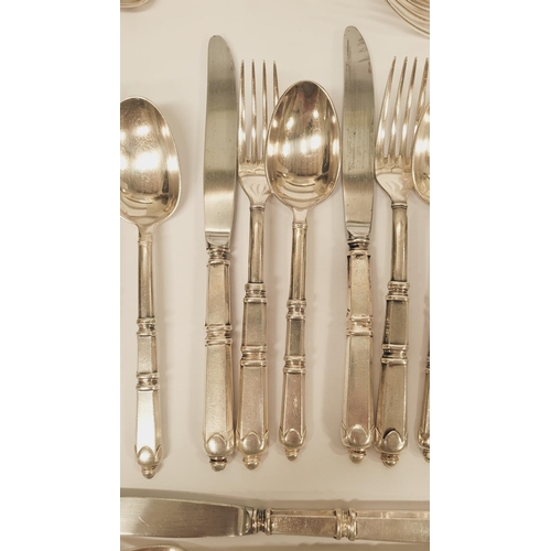 160 - A SET OF FRENCH SILVER CUTLERY; includes a full set of spoon, fork and knife for 8, with additional ... 