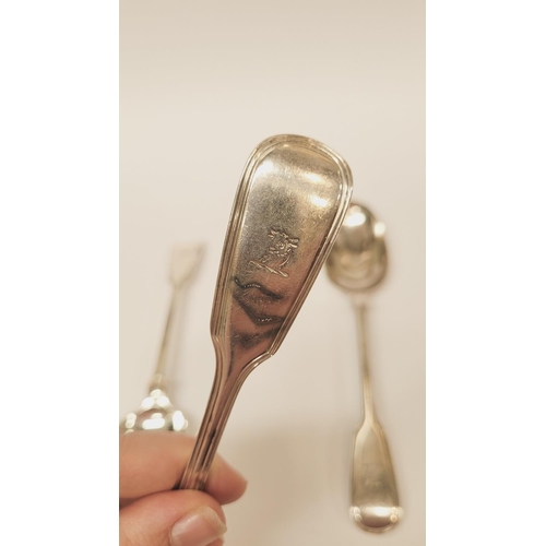 162 - A VERY FINE TRIO OF 19TH CENTURY SOLID SILVER SERVING SPOONS, London, maker’s mark GA for Chawner & ... 