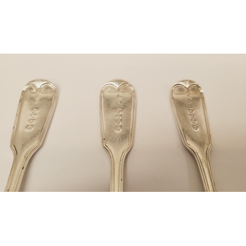 162 - A VERY FINE TRIO OF 19TH CENTURY SOLID SILVER SERVING SPOONS, London, maker’s mark GA for Chawner & ... 