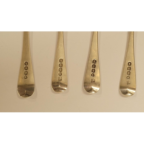 163 - A FINE SET OF FOUR EARLY 19TH CENTURY SILVER TEA SPOONS, 3 x maker’s mark IL/HL/CL for John, Henry &... 