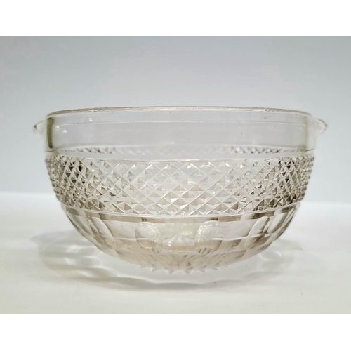 169 - A MIXED ANTIQUE GLASS LOT; includes; (i) A 19TH CENTURY IRISH CUT GLASS ‘FINGER BOWL’, with double s... 