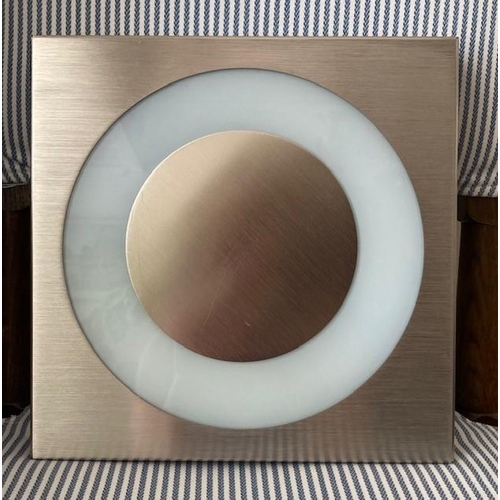 230 - A PAIR OF CONTEMPORARY DESIGN ‘LUCENTE’ WALL LIGHTS, from Italy, with brushed stainless steel & fluo... 