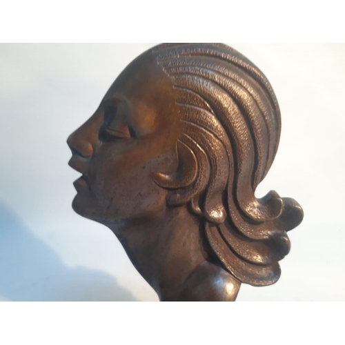 32 - AFTER D.H. CHIPARUS, SIDE PROFILE OF A WOMAN, an Art Deco bronze piece, circa 1930, great colour & p... 