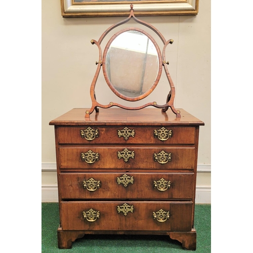 33 - A VERY FINE GEORGE III ROSEWOOD / MAHOGANY SKELETON DRESSING MIRROR, circa 1795, the oval shaped swi... 