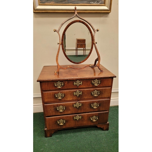 33 - A VERY FINE GEORGE III ROSEWOOD / MAHOGANY SKELETON DRESSING MIRROR, circa 1795, the oval shaped swi... 