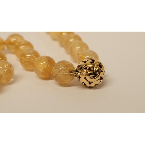 39 - A VERY PRETTY 9CT YELLOW GOLD & CRYSTAL BEAD NECKLACE, the clasp with scroll open work marked 375. T... 